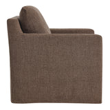 Trim Fabric Slipcovered Swivel Armchair in Mocha