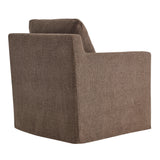 Trim Fabric Slipcovered Swivel Armchair in Mocha