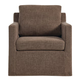 Trim Fabric Slipcovered Swivel Armchair in Mocha