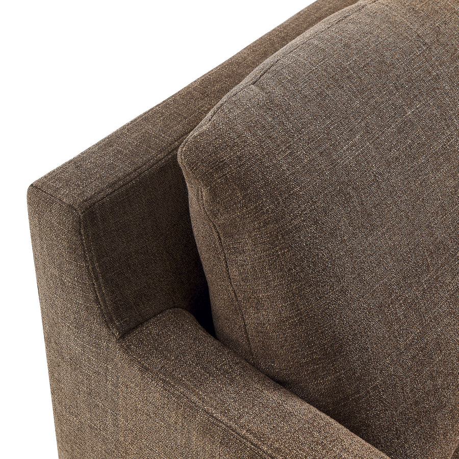 Trim Fabric Slipcovered Swivel Armchair in Mocha