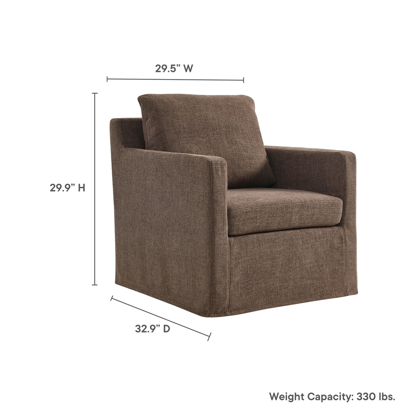 Serene Fabric Slipcovered Swivel Armchair by Furniture For America