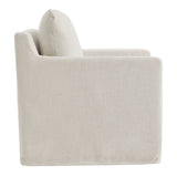 Trim Fabric Slipcovered Swivel Armchair in Salt