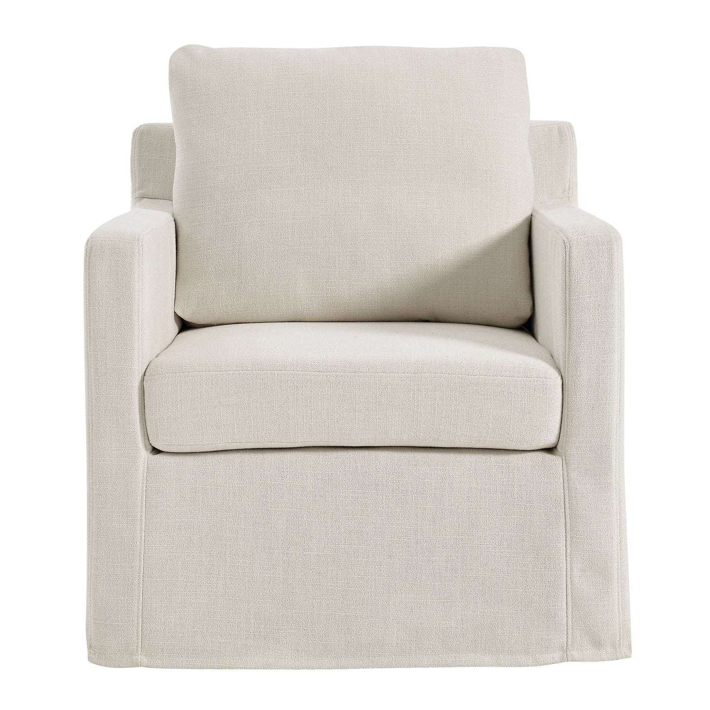 Serene Fabric Slipcovered Swivel Armchair by Furniture For America
