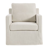 Trim Fabric Slipcovered Swivel Armchair in Salt