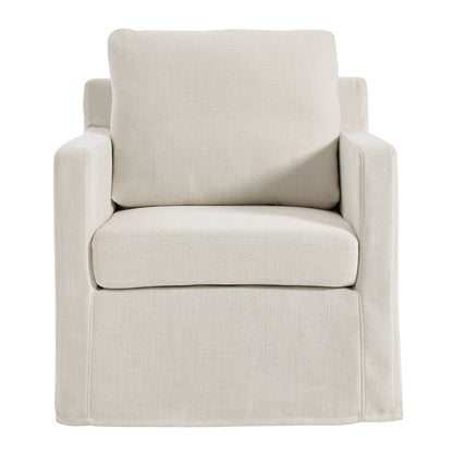 Serene Fabric Slipcovered Swivel Armchair by Furniture For America