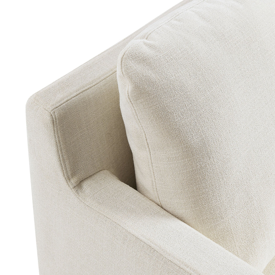 Trim Fabric Slipcovered Swivel Armchair in Salt