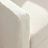 Trim Fabric Slipcovered Swivel Armchair in Salt