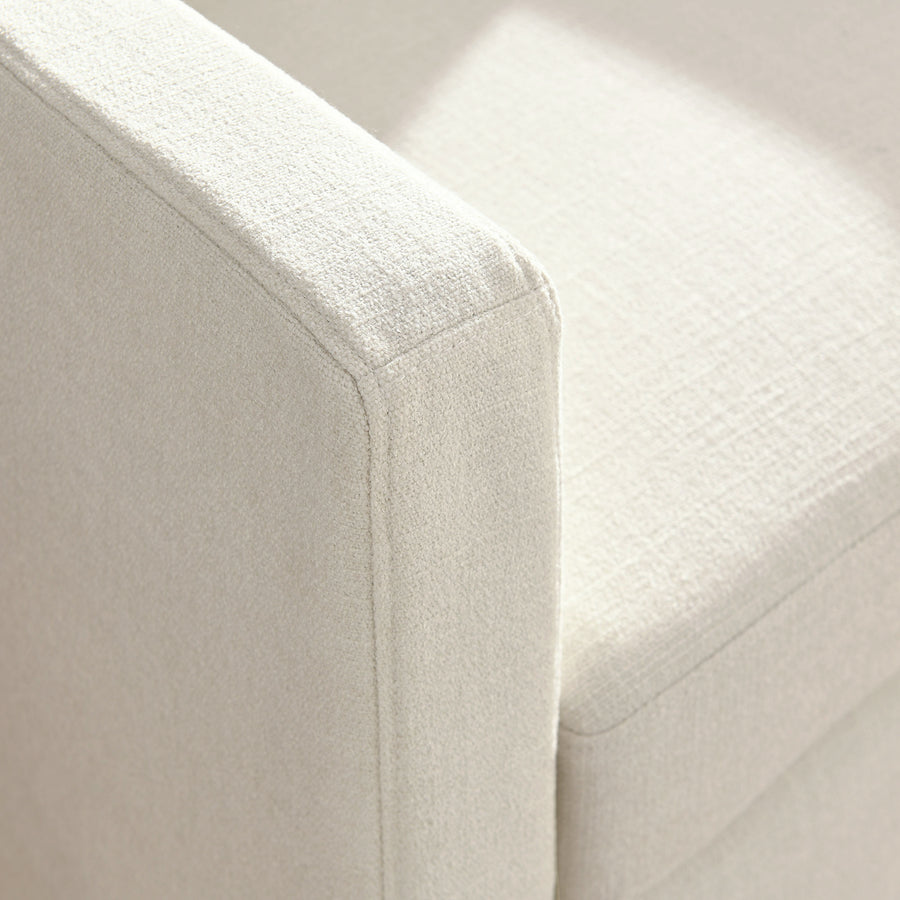 Trim Fabric Slipcovered Swivel Armchair in Salt