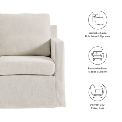 Serene Fabric Slipcovered Swivel Armchair by Furniture For America