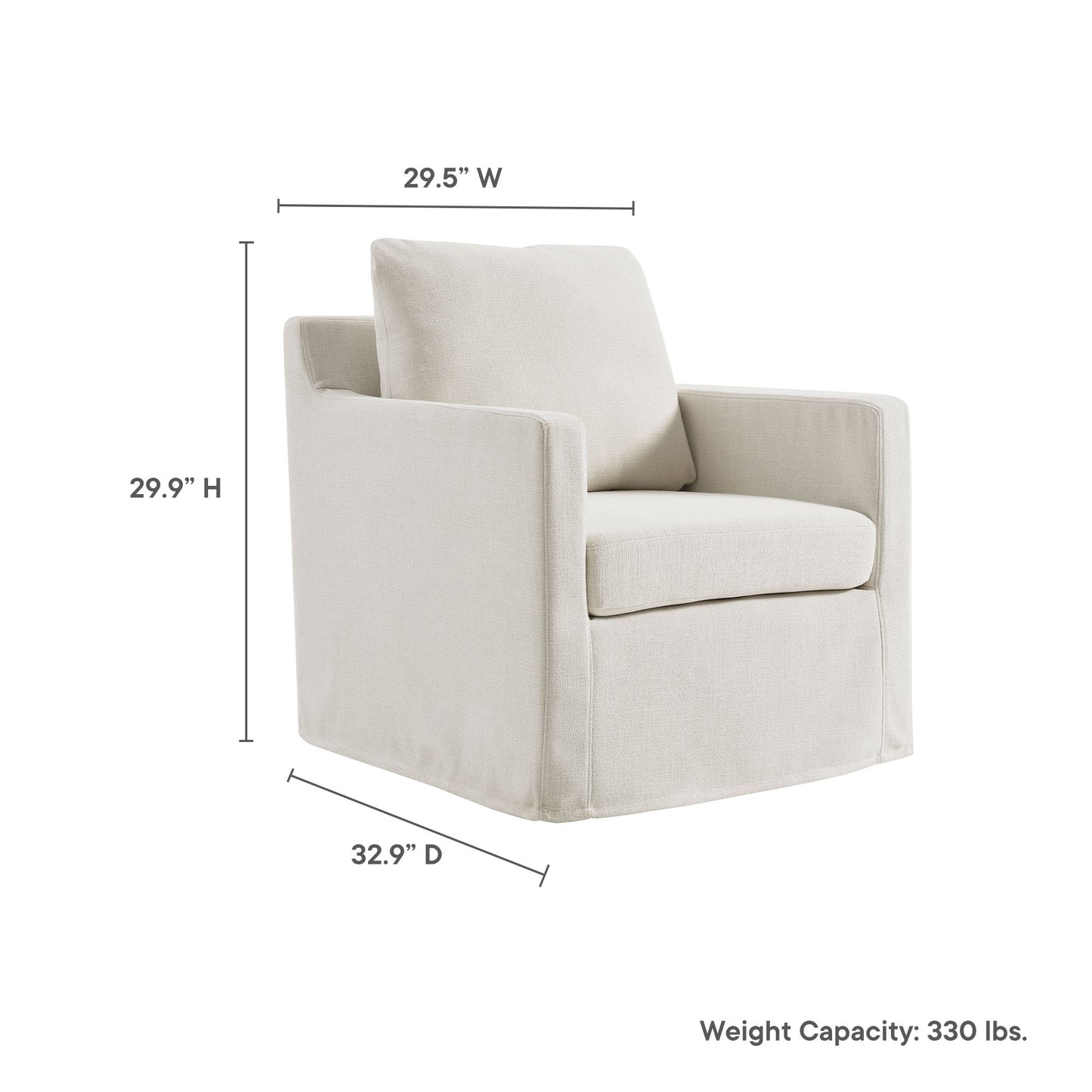 Serene Fabric Slipcovered Swivel Armchair by Furniture For America