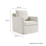 Trim Fabric Slipcovered Swivel Armchair in Salt