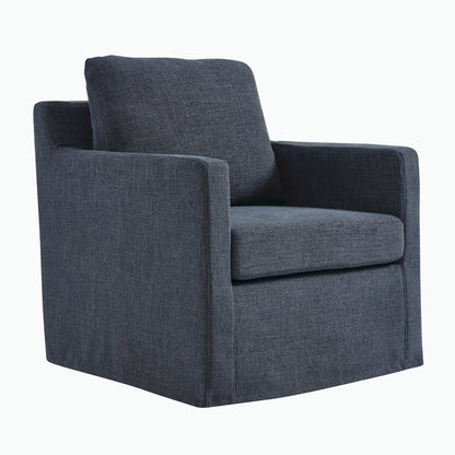 Serene Fabric Slipcovered Swivel Armchair by Furniture For America