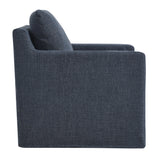 Trim Fabric Slipcovered Swivel Armchair in Slate Blue
