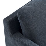 Trim Fabric Slipcovered Swivel Armchair in Slate Blue