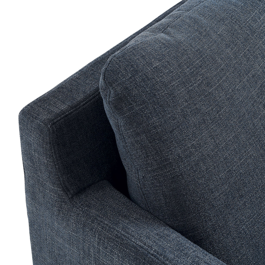 Trim Fabric Slipcovered Swivel Armchair in Slate Blue