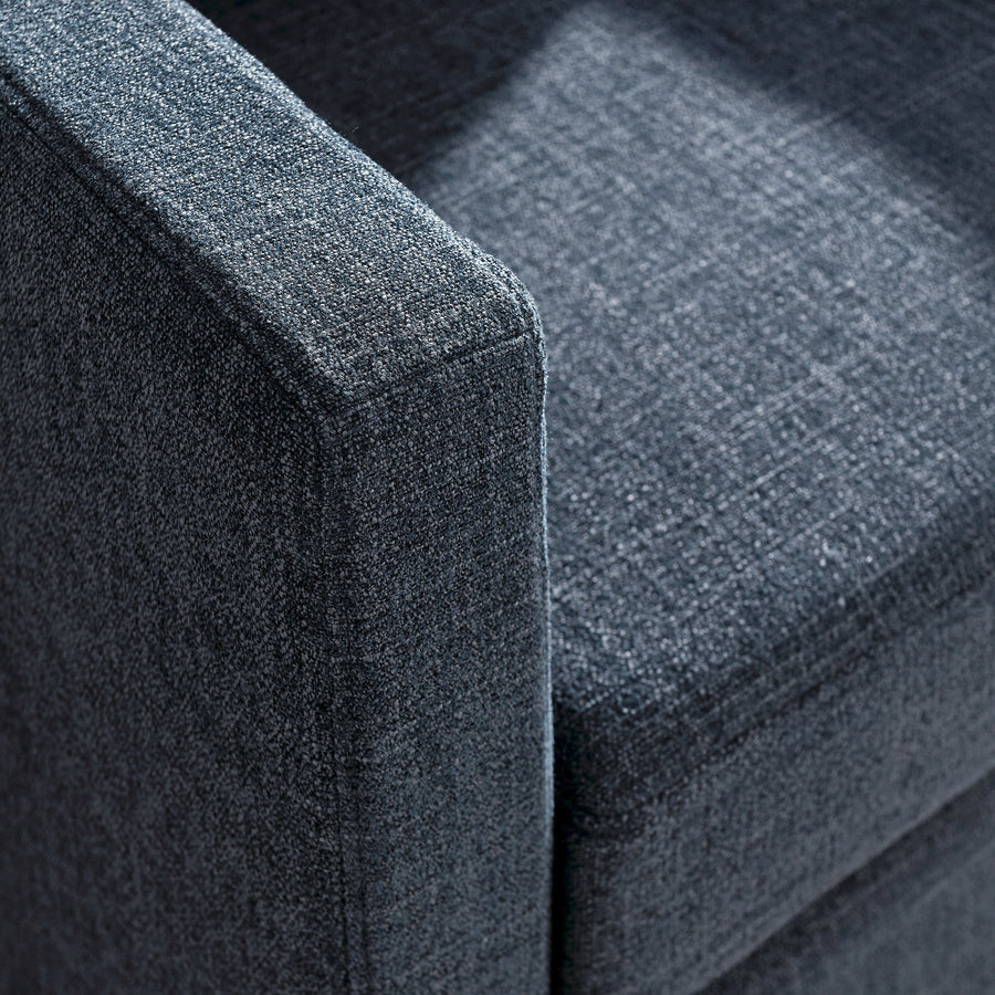Trim Fabric Slipcovered Swivel Armchair in Slate Blue