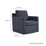 Trim Fabric Slipcovered Swivel Armchair in Slate Blue