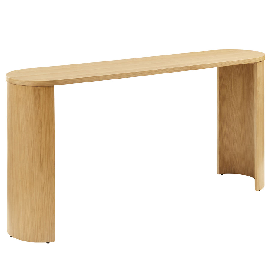 Alcove Oval Wood Entryway Console Table in Oak