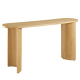 Alcove Oval Wood Entryway Console Table in Oak