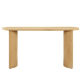 Alcove Oval Wood Entryway Console Table in Oak