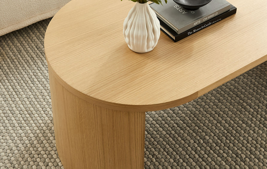 Alcove Oval Wood Coffee Table in Oak