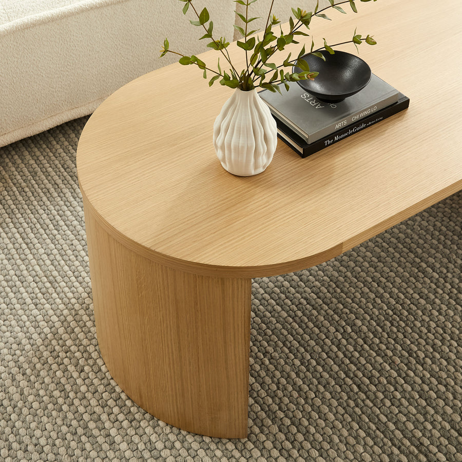 Alcove Oval Wood Coffee Table in Oak