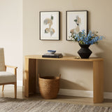 Alcove Oval Wood Entryway Console Table in Oak