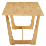 Marble 7-Piece Wood Dining Set with Fabric Upholstered Side Chairs in Natural Heathered Weave Beige