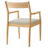 Marble Fabric Wood Dining Armchairs Set of 2 in Natural Heathered Weave Beige