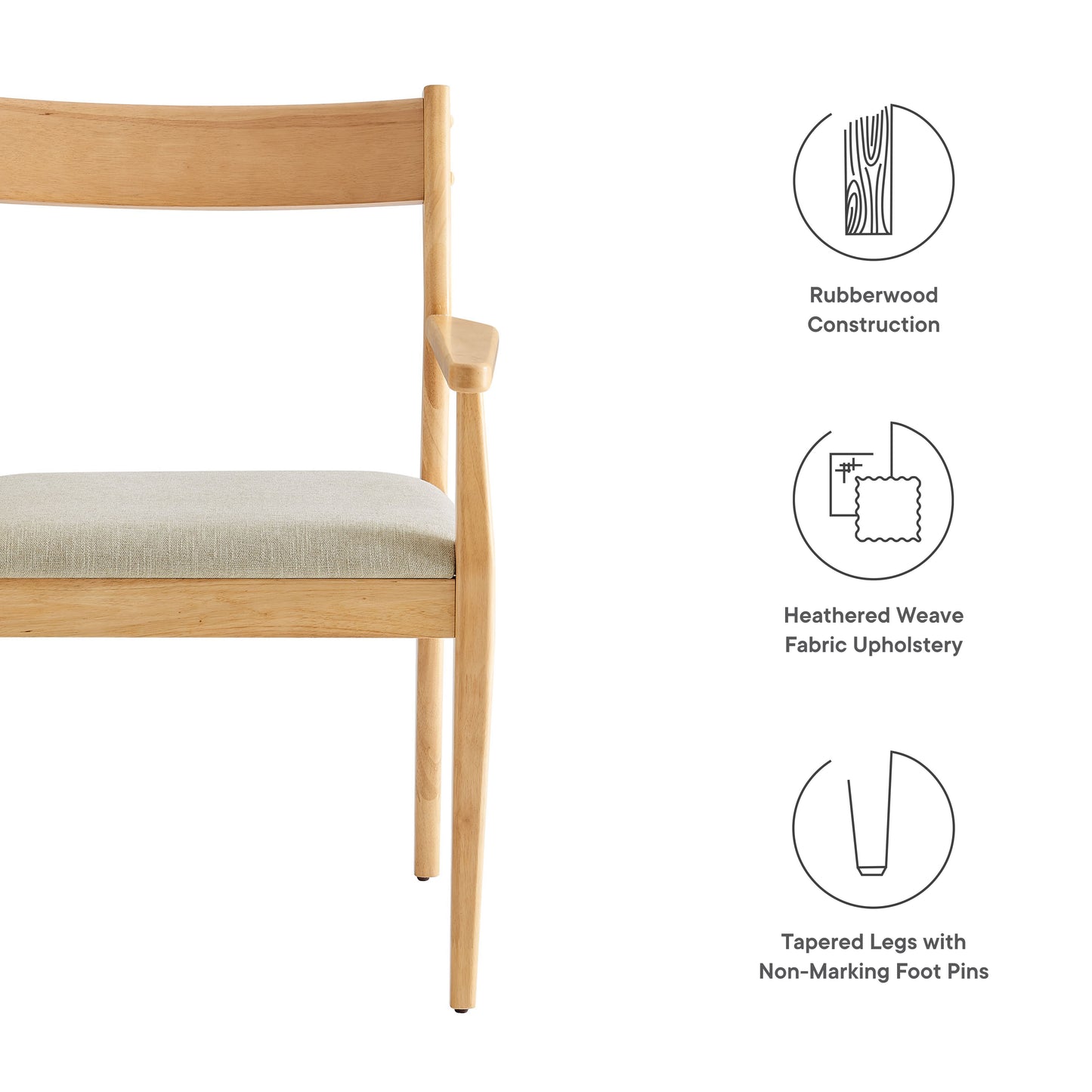 Solara Fabric Wood Dining Armchairs Set of 2 by Furniture for America