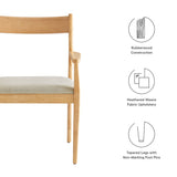 Marble Fabric Wood Dining Armchairs Set of 2 in Natural Heathered Weave Beige