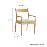 Marble Fabric Wood Dining Armchairs Set of 2 in Natural Heathered Weave Beige