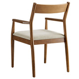 Marble Fabric Wood Dining Armchairs Set of 2 in Walnut Heathered Weave Beige