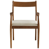 Marble Fabric Wood Dining Armchairs Set of 2 in Walnut Heathered Weave Beige
