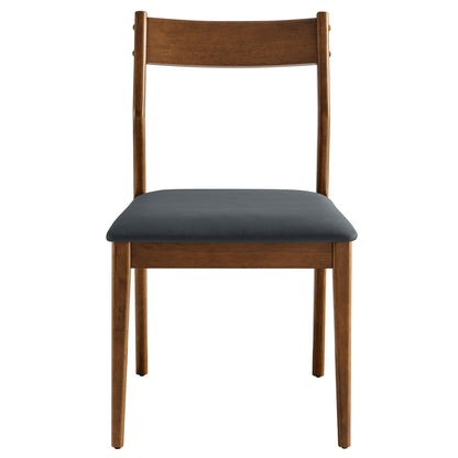 Solara Vegan Leather Wood Dining Side Chairs Set of 2 by Furniture for America