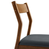 Marble Vegan Leather Wood Dining Side Chairs Set of 2 in Walnut Black