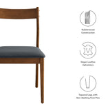 Marble Vegan Leather Wood Dining Side Chairs Set of 2 in Walnut Black