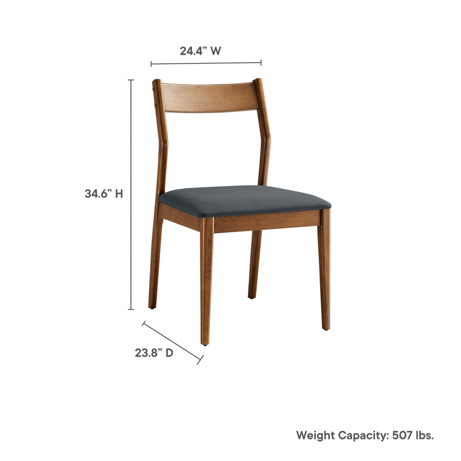 Marble Vegan Leather Wood Dining Side Chairs Set of 2 in Walnut Black