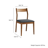 Marble 7-Piece Wood Dining Set with Vegan Leather Side Chairs in Walnut Black