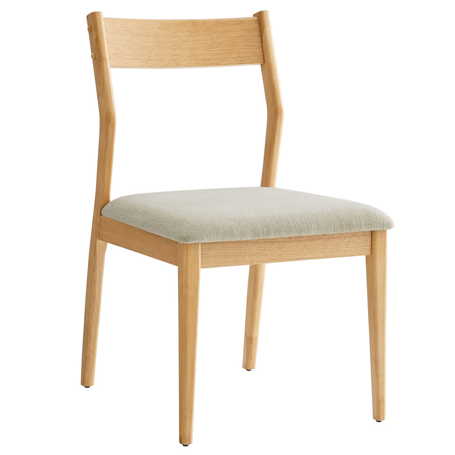 Marble 7-Piece Wood Dining Set with Fabric Upholstered Side Chairs in Natural Heathered Weave Beige