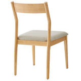 Marble Fabric Wood Dining Side Chairs Set of 2 in Natural Heathered Weave Beige