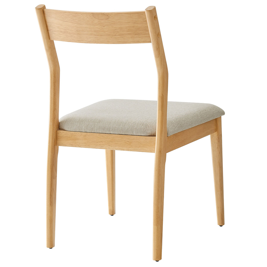 Marble Fabric Wood Dining Side Chairs Set of 2 in Natural Heathered Weave Beige