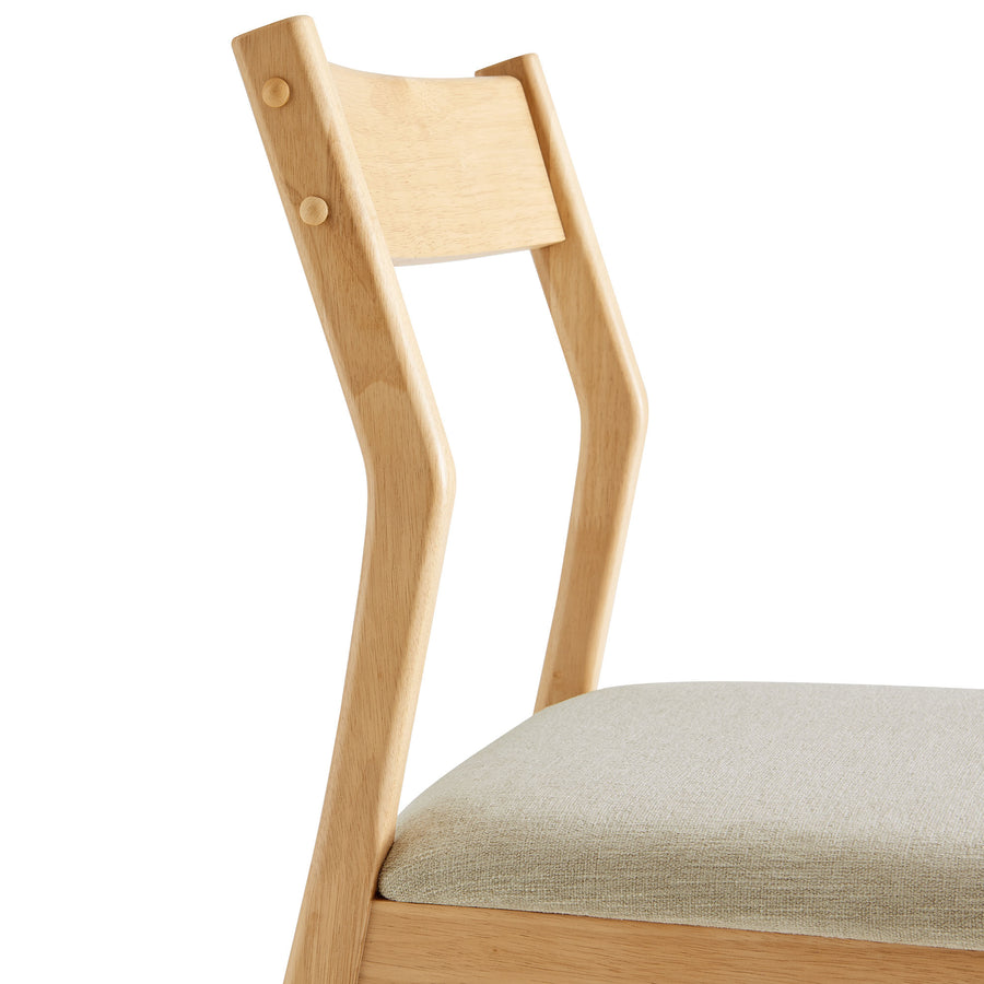 Marble Fabric Wood Dining Side Chairs Set of 2 in Natural Heathered Weave Beige