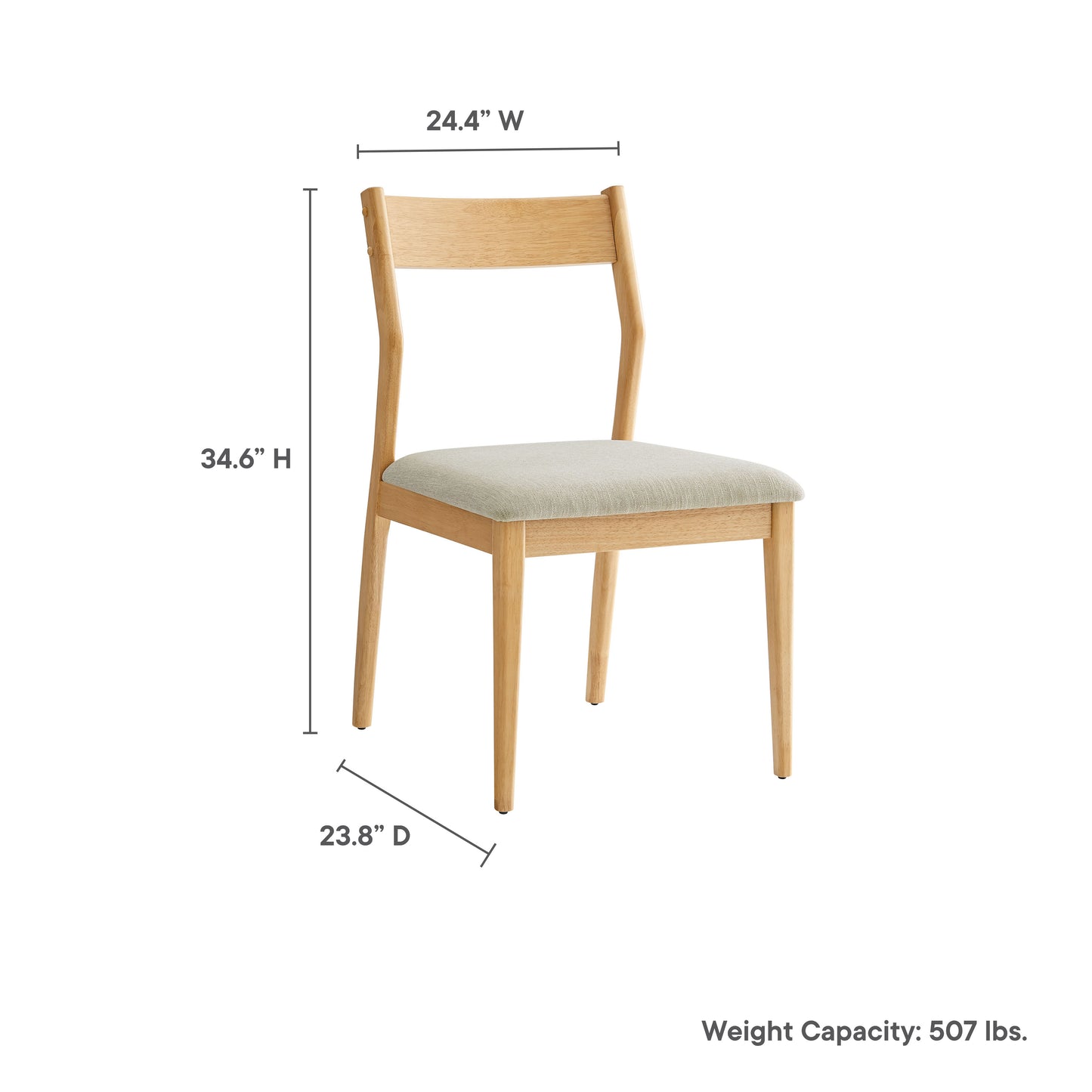 Marble 7-Piece Wood Dining Set with Fabric Upholstered Side Chairs in Natural Heathered Weave Beige