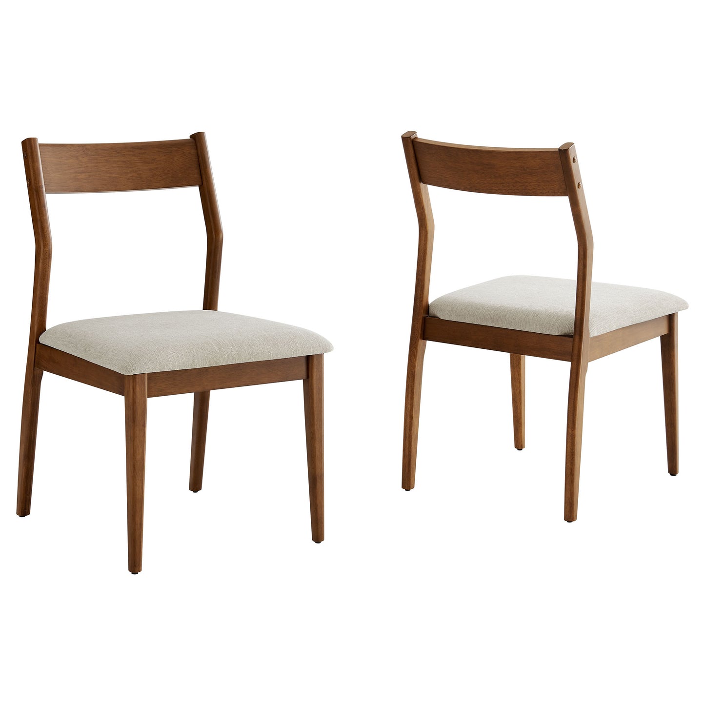 Marble 7-Piece Wood Dining Set with Fabric Upholstered Armchairs in Walnut Heathered Weave Beige
