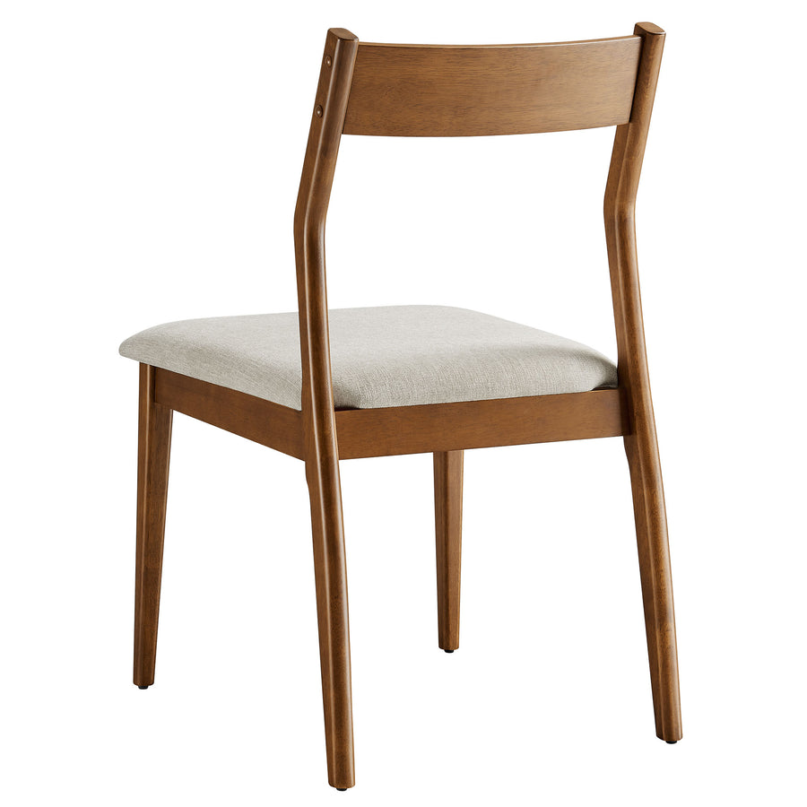 Marble Fabric Wood Dining Side Chairs Set of 2 in Walnut Heathered Weave Beige