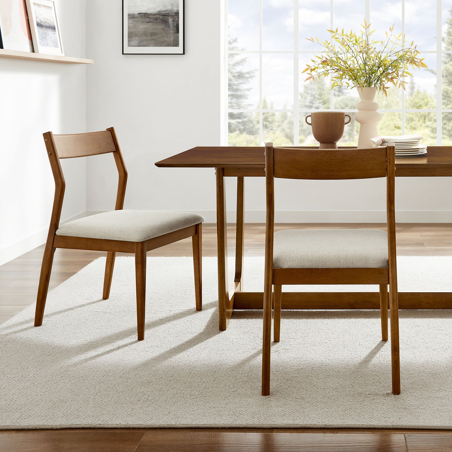 Solara Fabric Wood Dining Side Chairs Set of 2 by Furniture for America