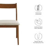 Marble 7-Piece Wood Dining Set with Fabric Upholstered Side Chairs in Walnut Heathered Weave Beige
