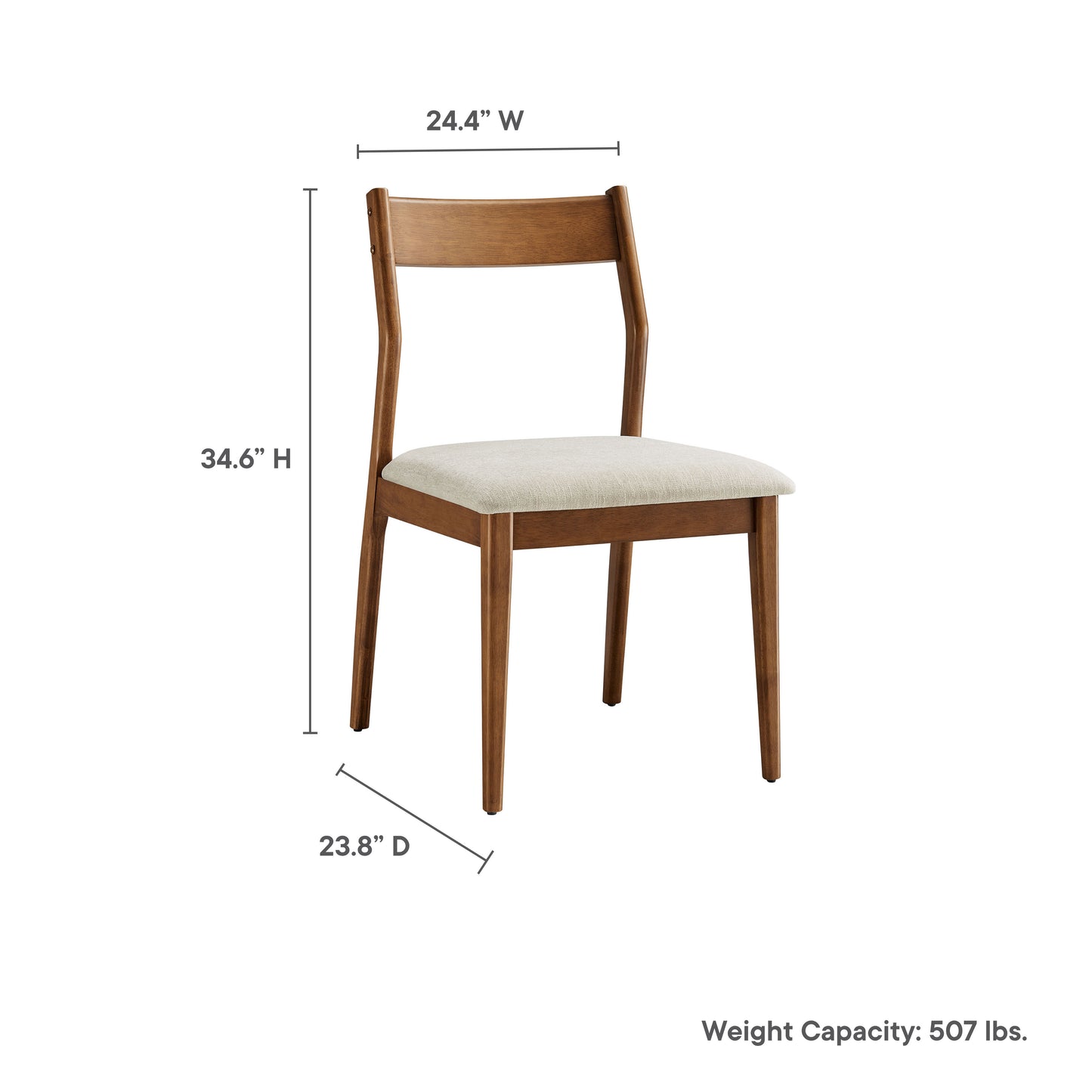 Marble 7-Piece Wood Dining Set with Fabric Upholstered Armchairs in Walnut Heathered Weave Beige