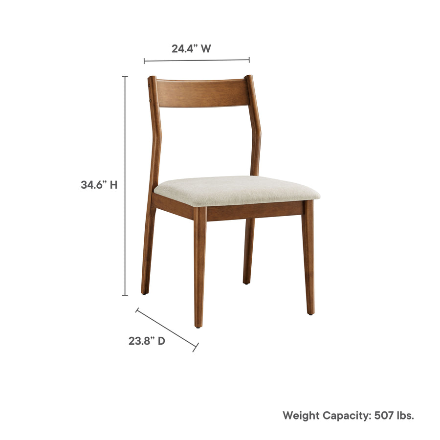 Marble 7-Piece Wood Dining Set with Fabric Upholstered Armchairs in Walnut Heathered Weave Beige